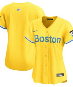  Boston Red SoxWomen_s City Connect Limited Jersey  Gold