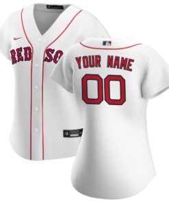 Boston Red SoxWomen_s Home Replica Custom Jersey  White
