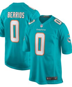 Braxton Berrios Miami Dolphins  Game Jersey  Aqua
