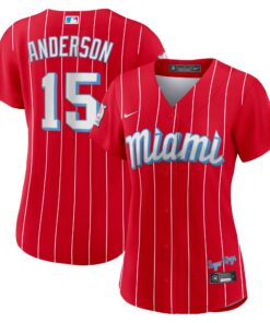 Brian Anderson Miami MarlinsWomen_s City Connect Replica Player Jersey  Red