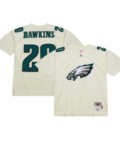 Brian Dawkins Philadelphia Eagles Mitchell amp Ness Chainstitch Legacy Jersey  Cream