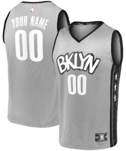 Brooklyn Nets Fanatics Fast Break Replica Custom Jersey Gray - Statement Edition
