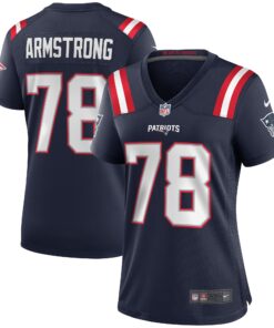 Bruce Armstrong New England Patriots  Women_s Game Retired Player Jersey  Navy