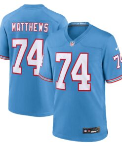 Bruce Matthews Tennessee Titans  Oilers Throwback Retired Player Game Jersey  Light Blue