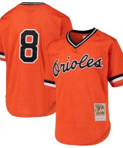Cal Ripken Jr. Baltimore Orioles Mitchell amp Ness Youth Cooperstown Collection Mesh Batting Practice Jersey  Orange