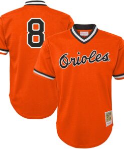 Cal Ripken Jr. Baltimore Orioles Mitchell amp Ness Youth Cooperstown CollectionnbspMesh Batting Practice Jersey  Orange