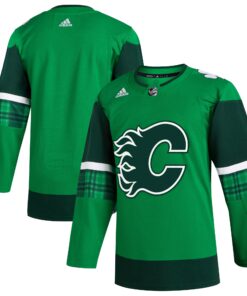  Calgary Flames 2023 St. Patrick_s Day Primegreen Authentic Jersey  Kelly Green