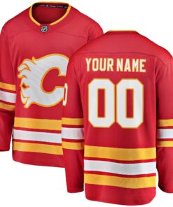 Calgary Flames Fanatics Home Breakaway Custom Jersey  Red