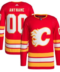  Calgary Flames  Home 202021 Primegreen Authentic Custom Jersey  Red