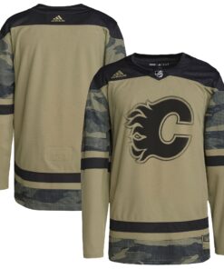 Calgary Flames Logo Military Appreciation Team Authentic Practice Jersey  Camo