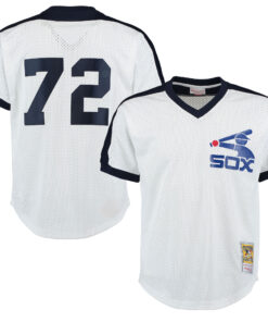 Carlton Fisk Chicago White Sox Mitchell amp Ness Cooperstown Mesh Batting Practice Jersey  White