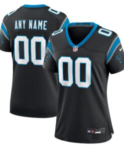 Carolina Panthers  Women_s Custom Game Jersey  Black