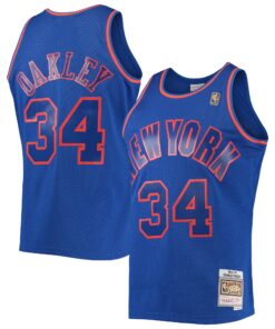 Charles Oakley New York Knicks Mitchell &amp Ness 199697 Hardwood Classics Swingman Jersey - Blue