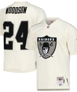 Charles Woodson Las Vegas Raiders Mitchell amp Ness Chainstitch Legacy Jersey  Cream