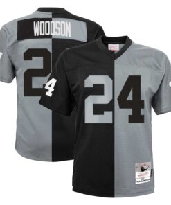Charles Woodson Las Vegas Raiders Mitchell amp Ness Youth Split Legacy Jersey  BlackSilver