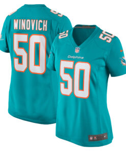 Chase Winovich Miami Dolphins  Women_s Team Game Jersey   Aqua
