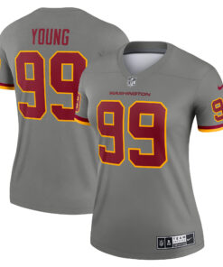 Chase Young Washington Football Team  Women_s Inverted Legend Jersey  Gray