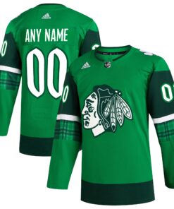  Chicago Blackhawks St. Patrick_s Day Authentic Custom Jersey  Kelly Green