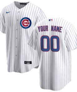 Chicago CubsHome Replica Custom Jersey  White