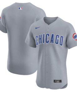  Chicago CubsRoad Vapor Premier Elite Patch Jersey  Gray