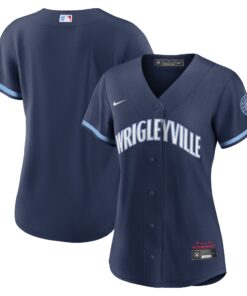 Chicago CubsWomen_s City Connect Replica Jersey  Navy