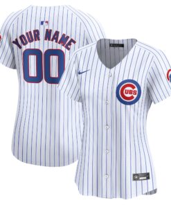 Chicago CubsWomen_s Home Limited Custom Jersey  White