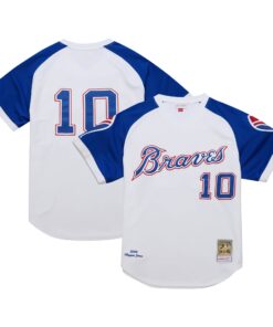Chipper Jones Atlanta Braves Mitchell amp Ness 2004 Cooperstown Collection Authentic Throwback Jersey  White