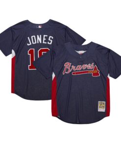 Chipper Jones Atlanta Braves Mitchell amp Ness Cooperstown Collection 2007 Batting Practice Jersey  Navy