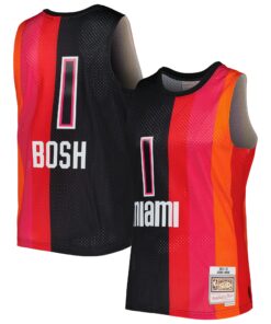 Chris Bosh Miami Heat Mitchell &amp Ness Hardwood Classics 201112 Split Swingman Jersey - BlackRed