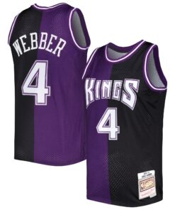 Chris Webber Sacramento Kings Mitchell &amp Ness Hardwood Classics 200001 Split Swingman Jersey - PurpleBlack