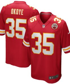Christian Okoye Kansas City Chiefs  Game Retired Player Jersey  Red
