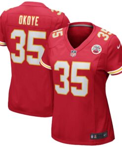 Christian Okoye Kansas City Chiefs  Women_s Game Retired Player Jersey  Red