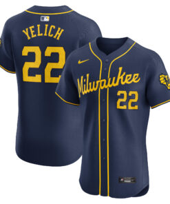 Christian Yelich Milwaukee BrewersAlternate Home Elite Player Jersey  Navy