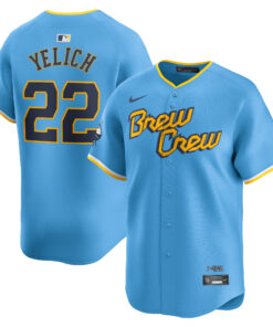 Christian Yelich Milwaukee BrewersCity Connect Limited Player Jersey  Powder Blue