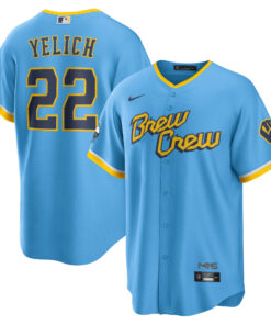 Christian Yelich Milwaukee BrewersCity Connect Replica Player Jersey  Powder Blue