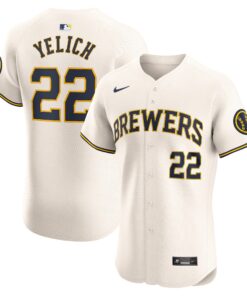 Christian Yelich Milwaukee BrewersHome Elite Player Jersey  Cream