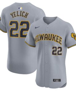 Christian Yelich Milwaukee BrewersRoad Elite Player Jersey  Gray