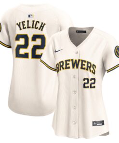 Christian Yelich Milwaukee BrewersWomen_s Home Limited Player Jersey  Cream