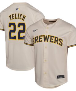 Christian Yelich Milwaukee BrewersYouth Home Game Player Jersey  Cream