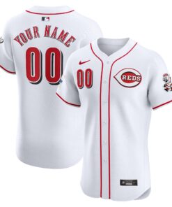 Cincinnati RedsHome Elite Custom Patch Jersey  White