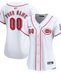 Cincinnati RedsWomen_s Home Limited Custom Jersey  White