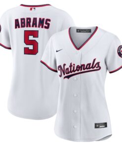 CJ Abrams Washington NationalsWomen_s Home Replica Player Jersey  White
