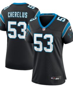 Claudin Cherelus Carolina Panthers  Women_s Team Game Jersey   Black