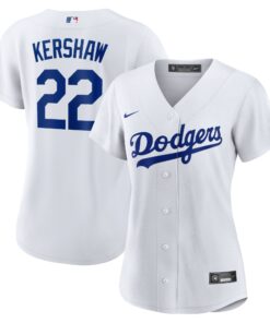 Clayton Kershaw Los Angeles DodgersWomen_s Home Replica Player Jersey  White