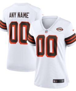 Cleveland Browns  Women_s 1946 Collection Alternate Custom Jersey  White