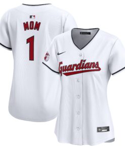 Cleveland GuardiansWomen_s 1 Mom Home Limited Jersey  White