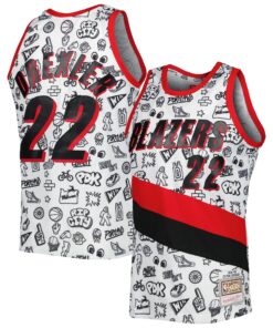 Clyde Drexler Portland Trail Blazers Mitchell &amp Ness 1991-92 Hardwood Classics Doodle Swingman Jersey - White