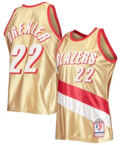 Clyde Drexler Portland Trail Blazers Mitchell &amp Ness 75th Anniversary 199192 Hardwood Classics Swingman Jersey - Gold