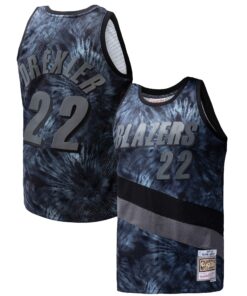Clyde Drexler Portland Trail Blazers Mitchell &amp Ness Hardwood Classics 199192 Tie-Dye Swingman Jersey - Black