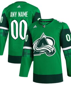  Colorado Avalanche St. Patrick_s Day Authentic Custom Jersey  Kelly Green